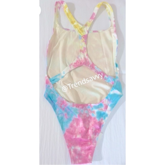 Anthropologie Pink and Blue Tie-Dye One Piece Swimsuit - Picture 4 of 9